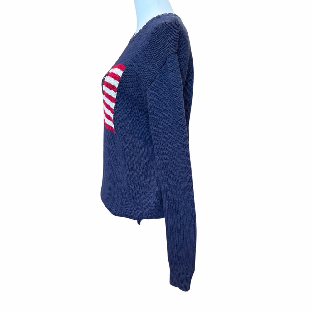 Brandy Melville American Flag Sweater One Size Blue Crewneck Preppy USA - Picture 6 of 10